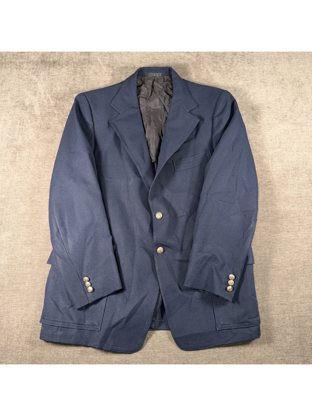 Brookfield Navy Blue Men's Suit Jacket with Silver Buttons